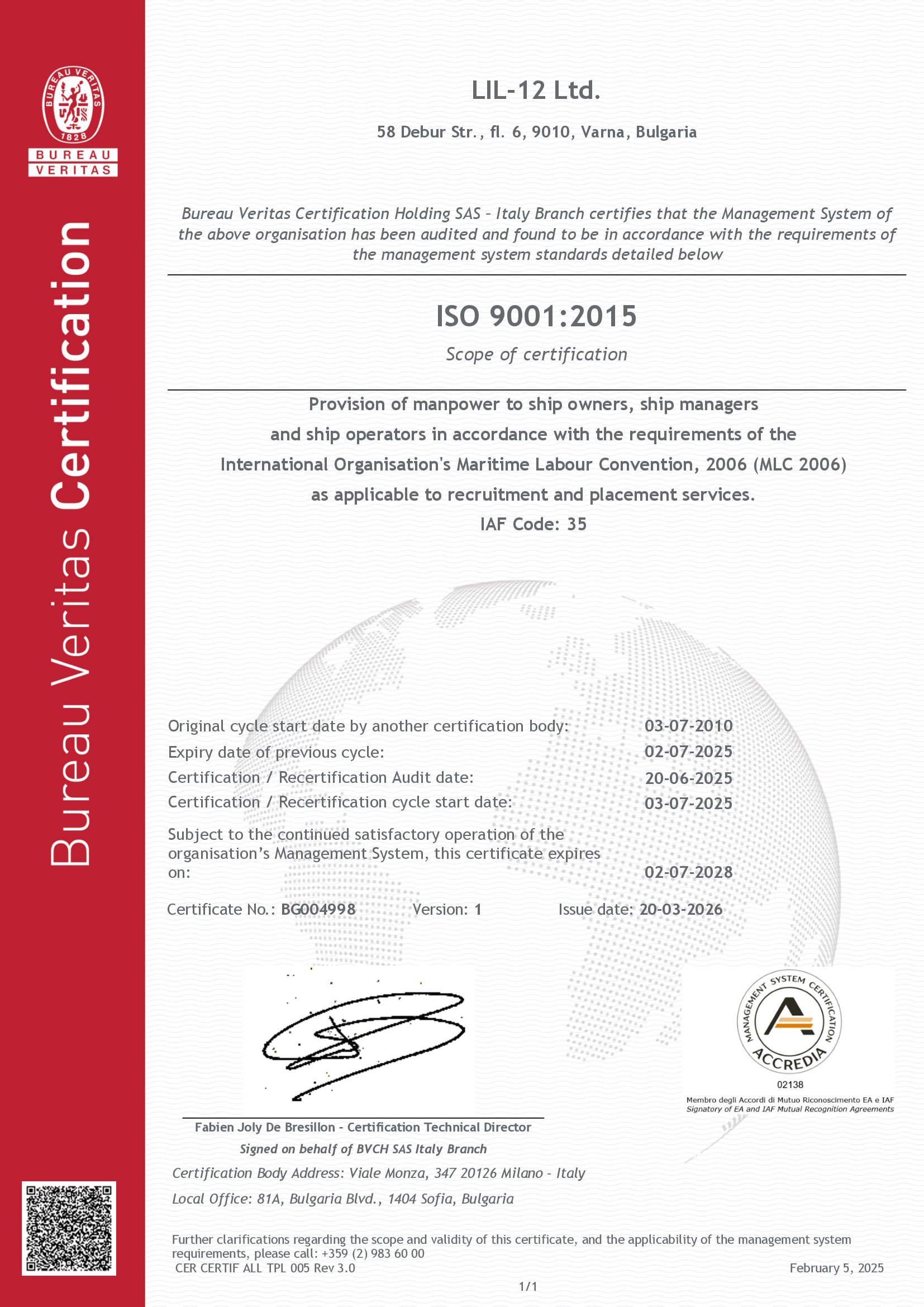 BV certificate